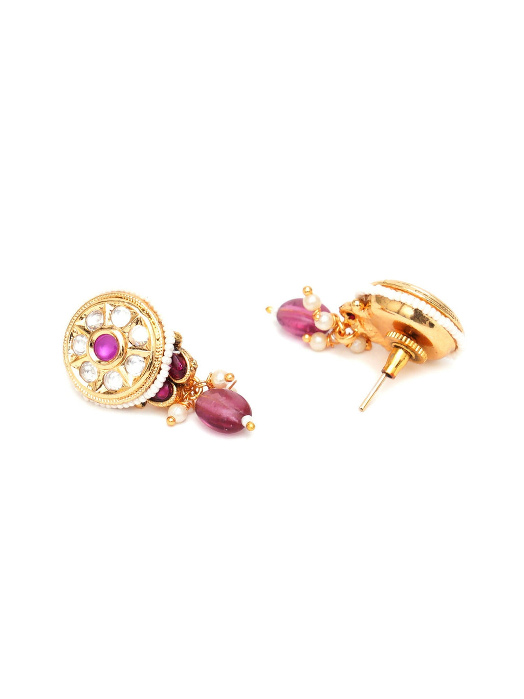 Kundan Studs with Stones (Gold) - Ruby Raang