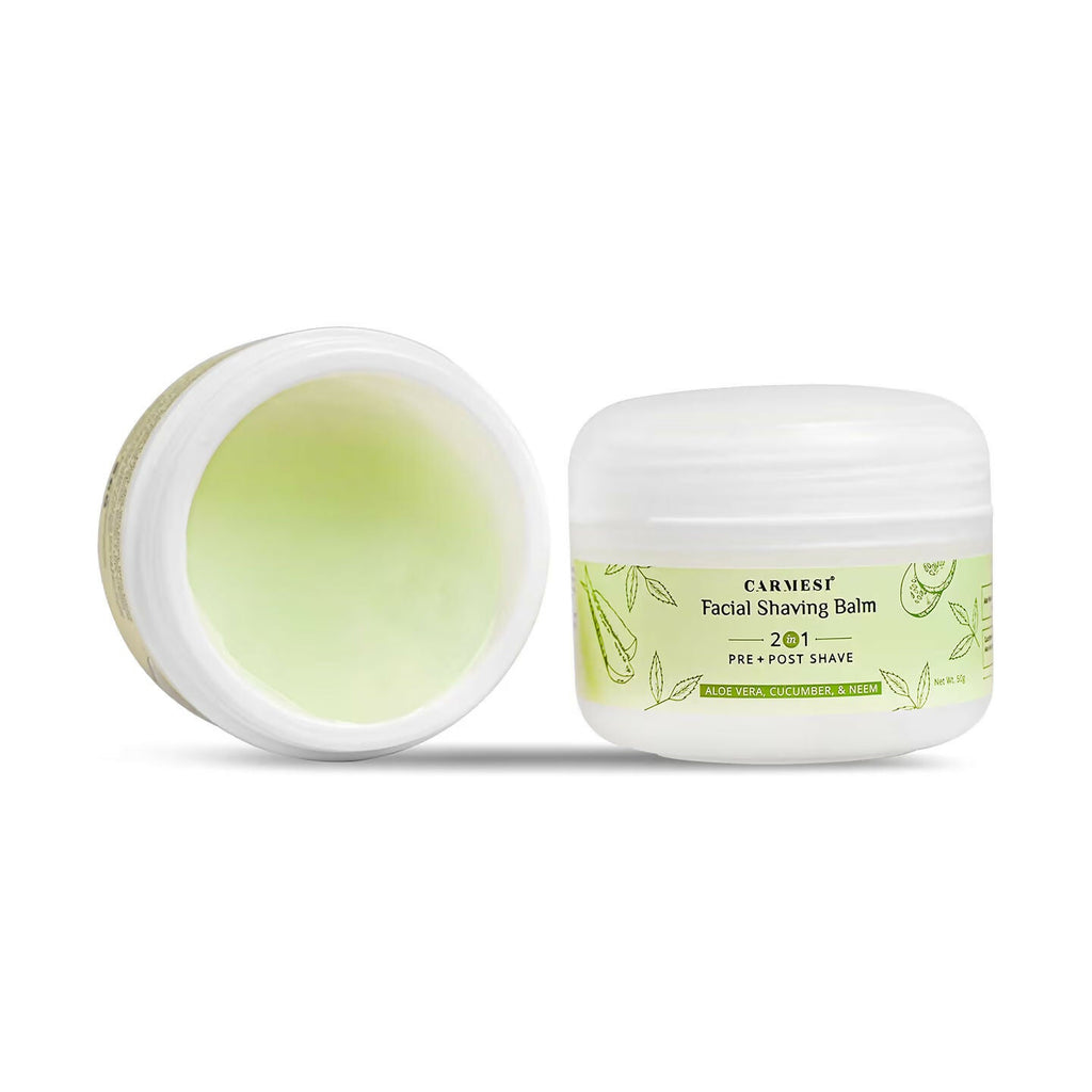Carmesi Facial Shaving Balm for Women - 2-in-1 (Pre + Post-Shave) - Aloe Vera, Cucumber, Neem