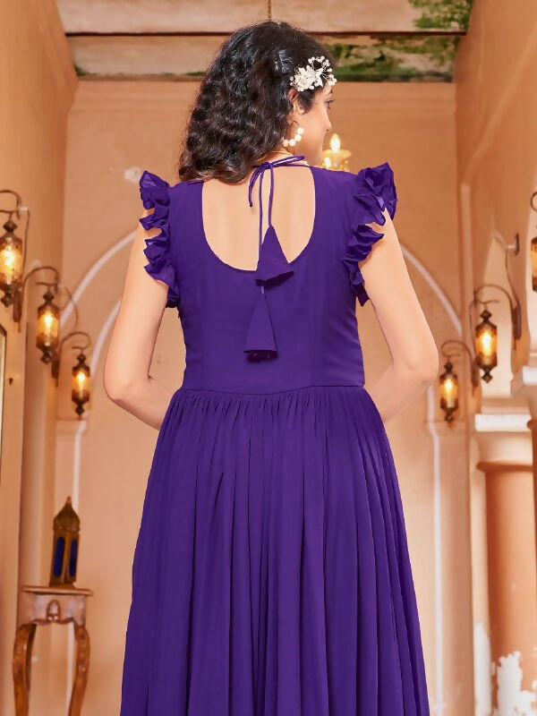 Joban Fashion Purple Readymade Dress With Sequins embroidery Work