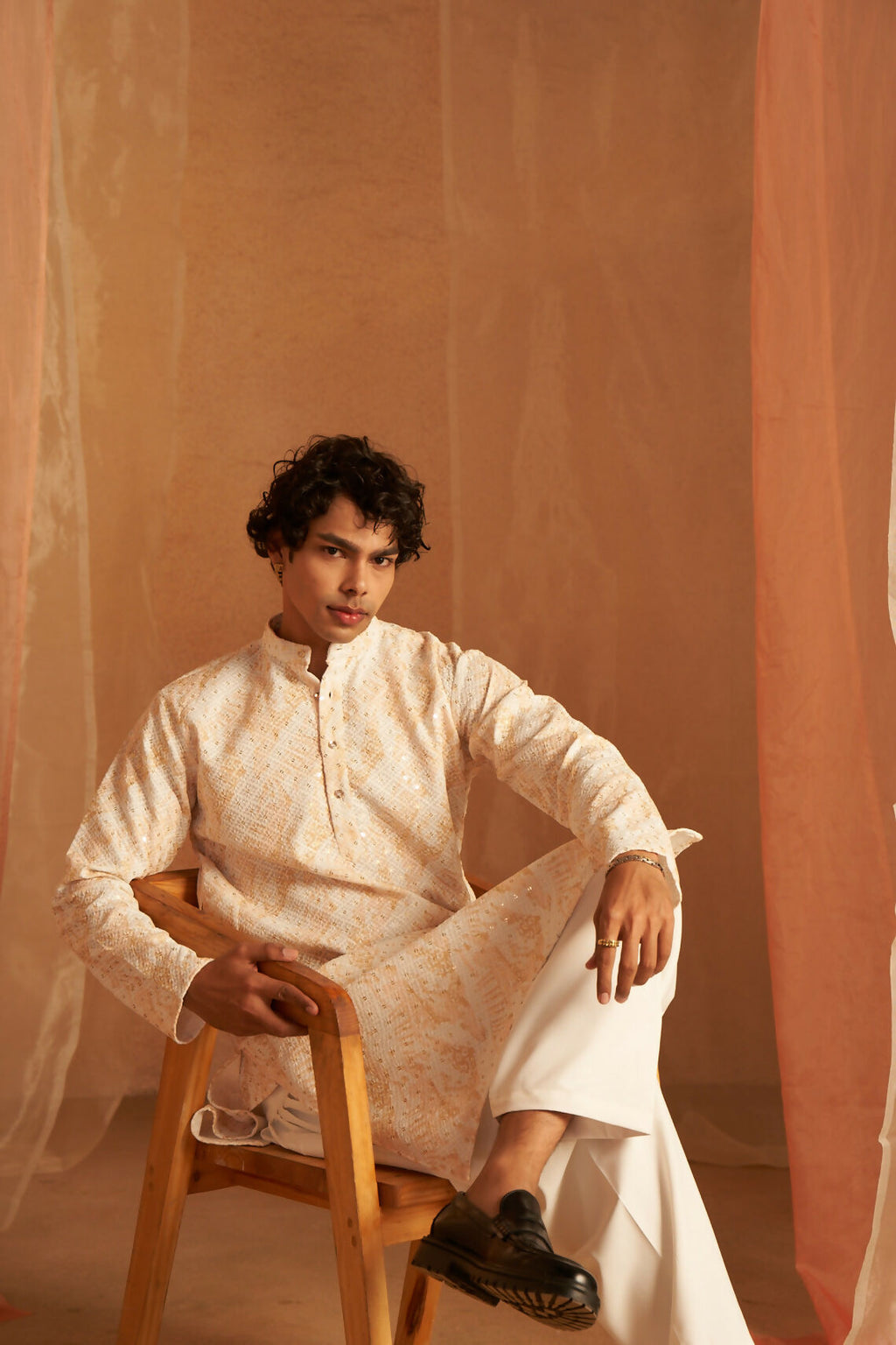 Yellow Viscose Chikankari Embroidery Work Men's Kurta Set - Mahotsav