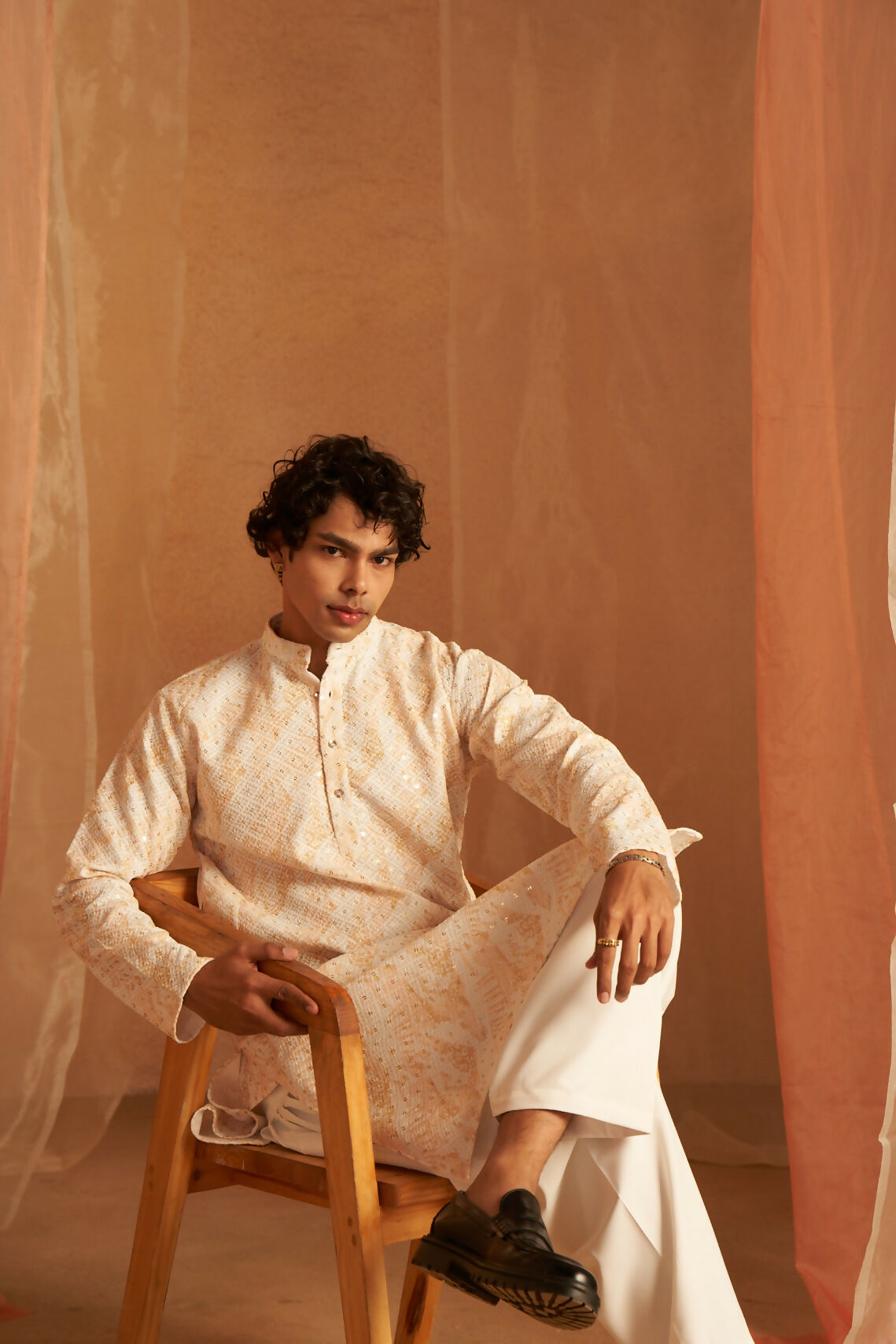 Yellow Viscose Chikankari Embroidery Work Men's Kurta Set - Mahotsav