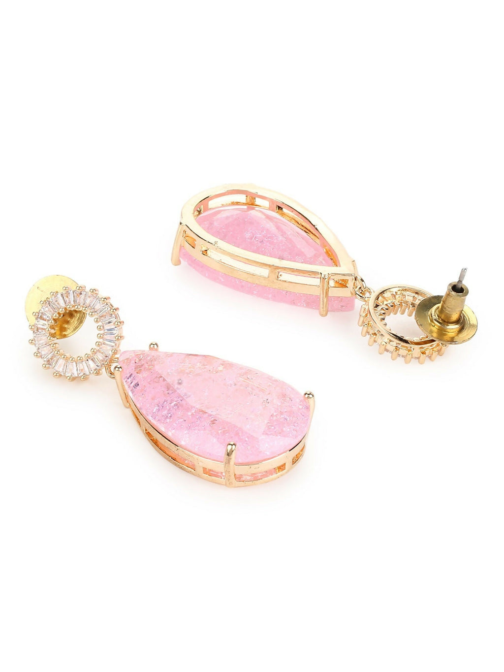 Pink Druzy Quartz & Diamonds Earrings- Ruby Raang