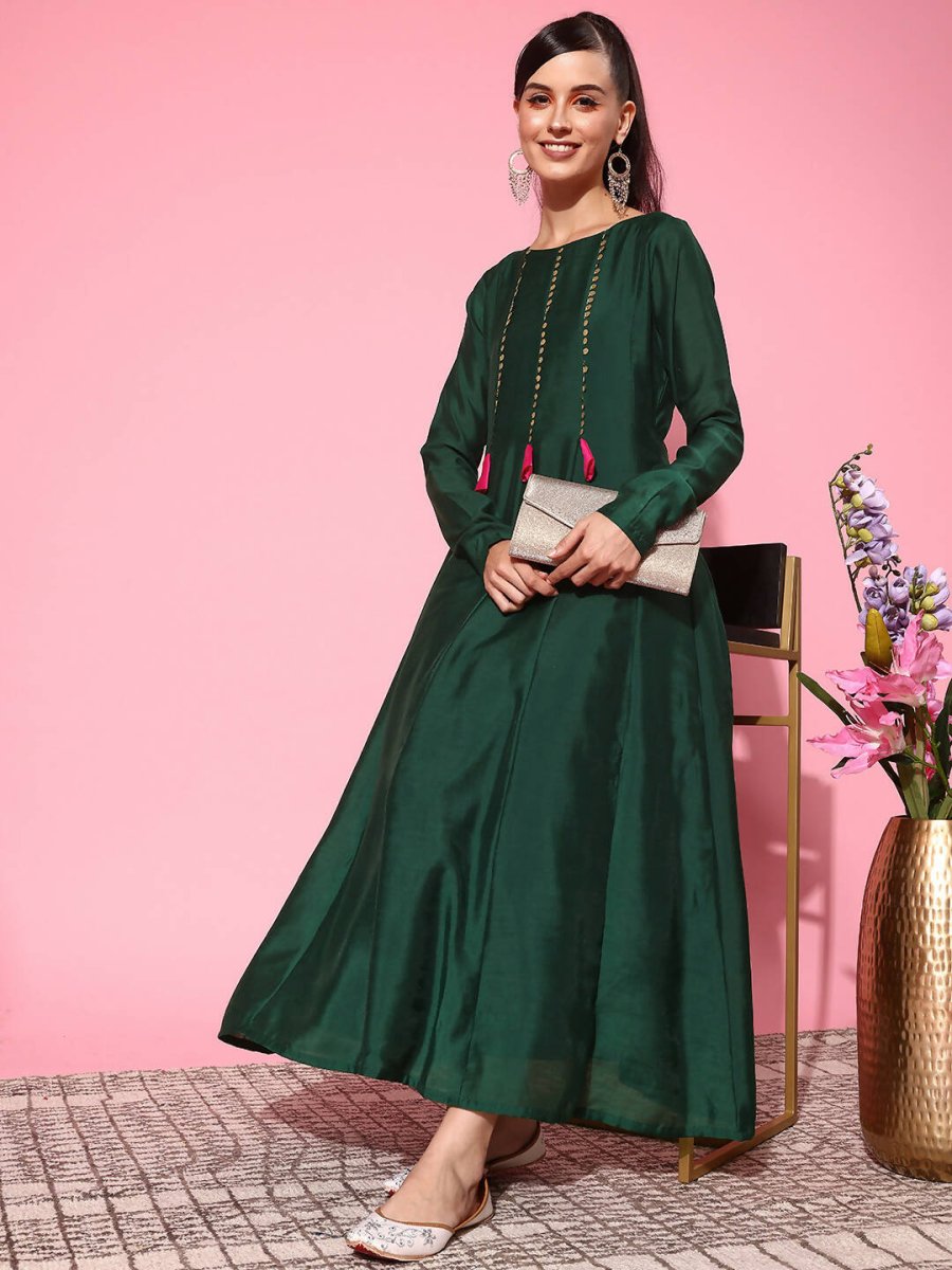 Ahalyaa Women's Traditional wear Ethnic Dress - Green