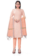Peach Cotton Jacquard Woven Unstitched Dress Material - Amara
