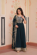 Teeya Creation Rama Color Faux Georgette Embroidery Work Wedding Wear Long Gown