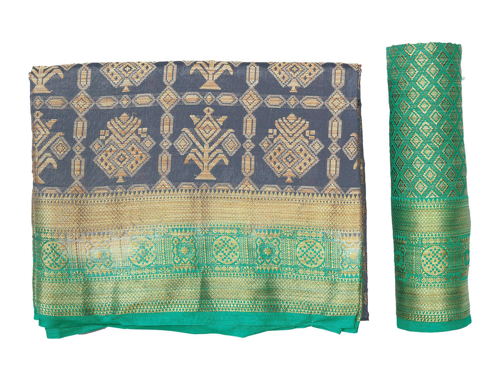 Mimosa Women's Charcoal Grey Patola Art Silk Saree