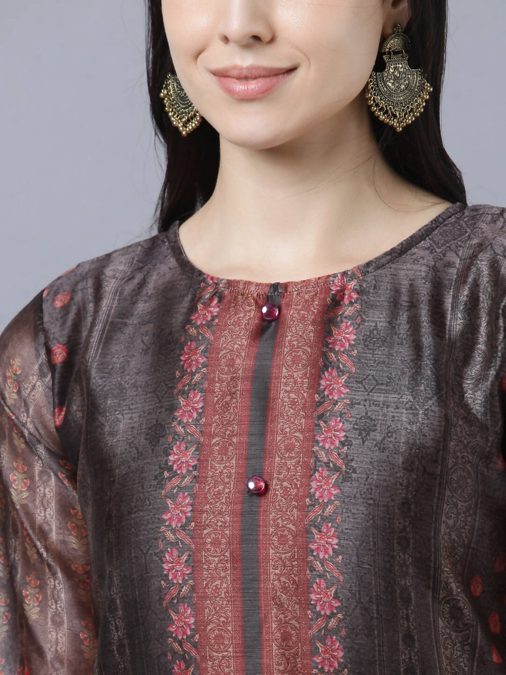 Myshka Women Multicoloured Ethnic Motifs Chanderi Silk Kurta