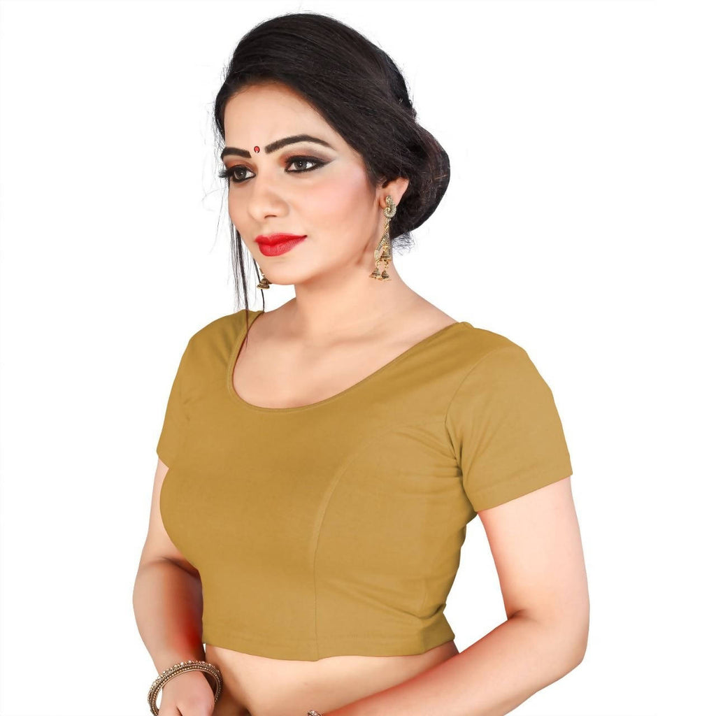 Vamika Beautiful Mustard Lycra Plain Blouse