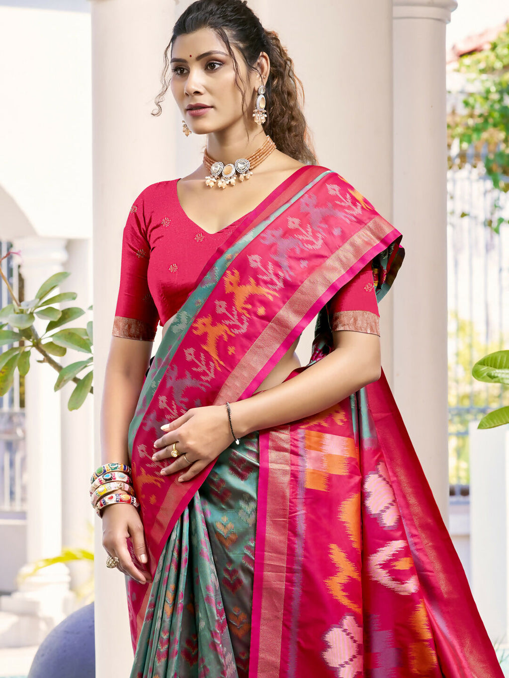 Shree Shyam Fashion Pochampalli Silk Grey Saree
