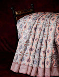 Grey And Peach Colour Ikat Design Semi Chanderi Saree By Gayathri Reddy Designer Studio