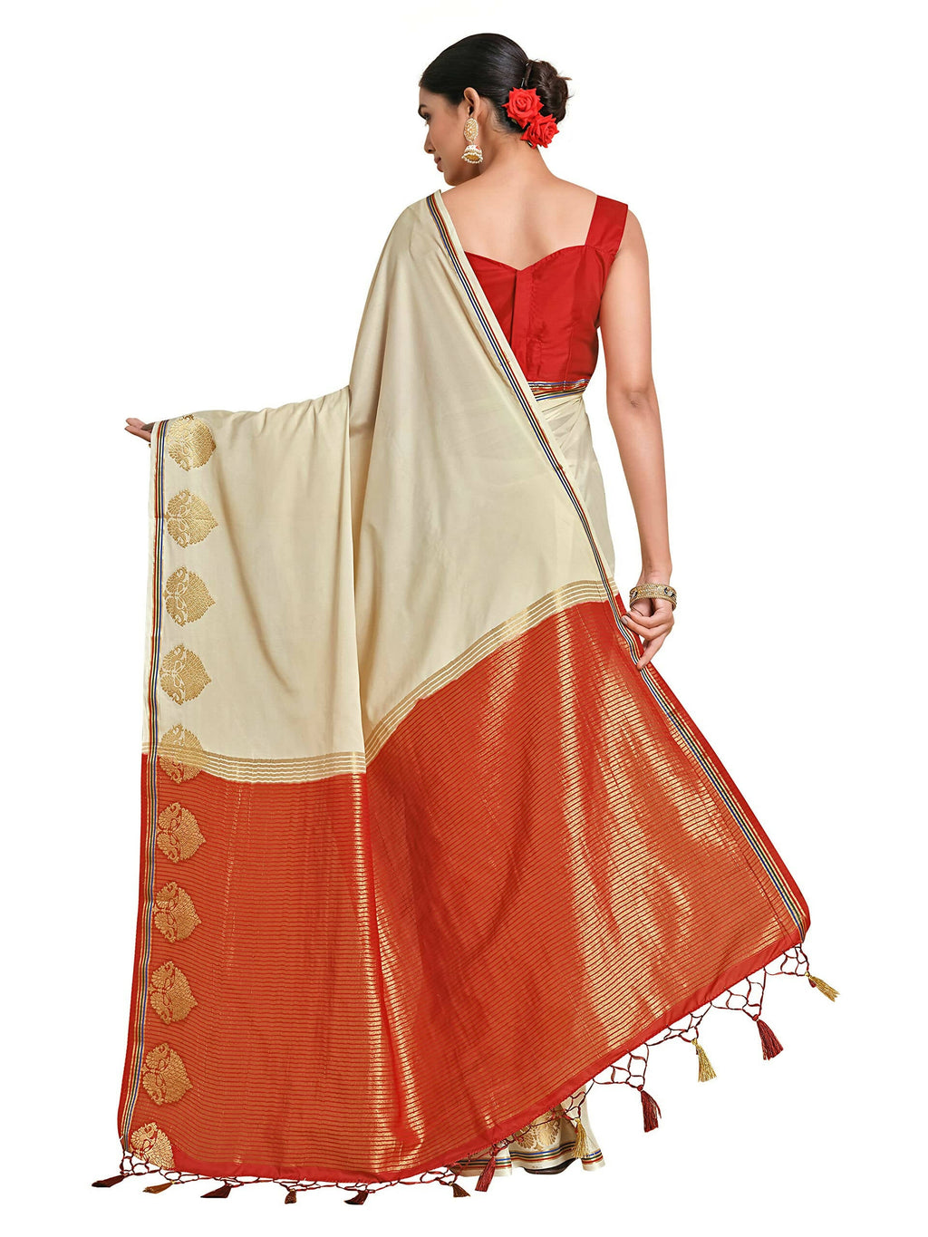 Mimosa Women's Beige Pure Crepe Saree