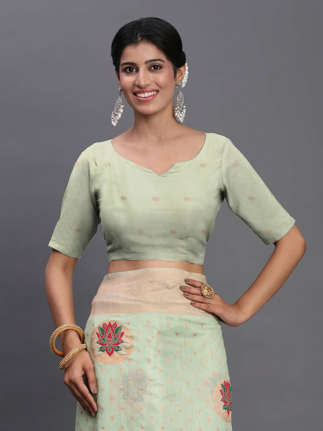 Shree Shyam Fashion Linen Cotton Light Green Saree