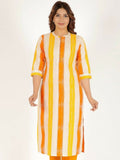 Aramya Yellow Soft Cotton Checkered Straight Kurta for Women