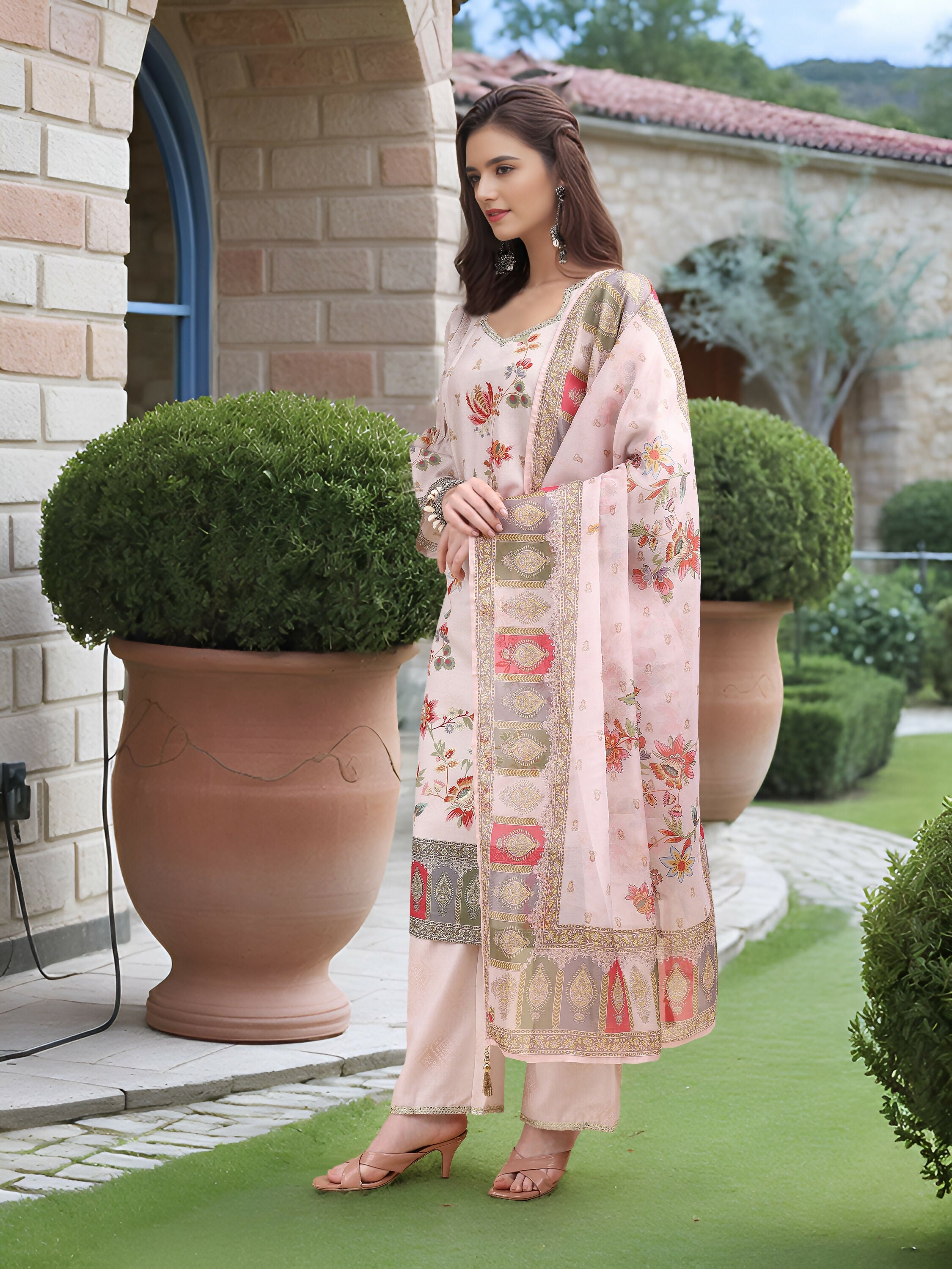 Joban Fashion Off White Position Digital Print With Position Foil Kurta Set