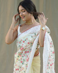 Vamsee Sombi Box Yellow Organza Saree