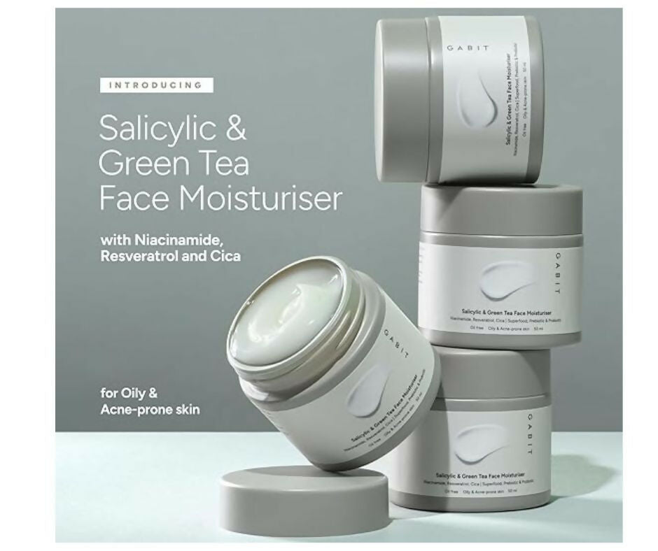 Gabit Salicylic Acid & Green Tea Face Moisturiser For Acne, Blackheads & Open Pores