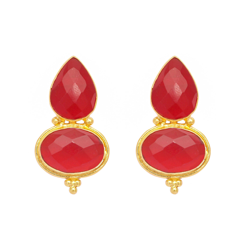 Nuyug 22K Gold Plated Red Embrace Earrings