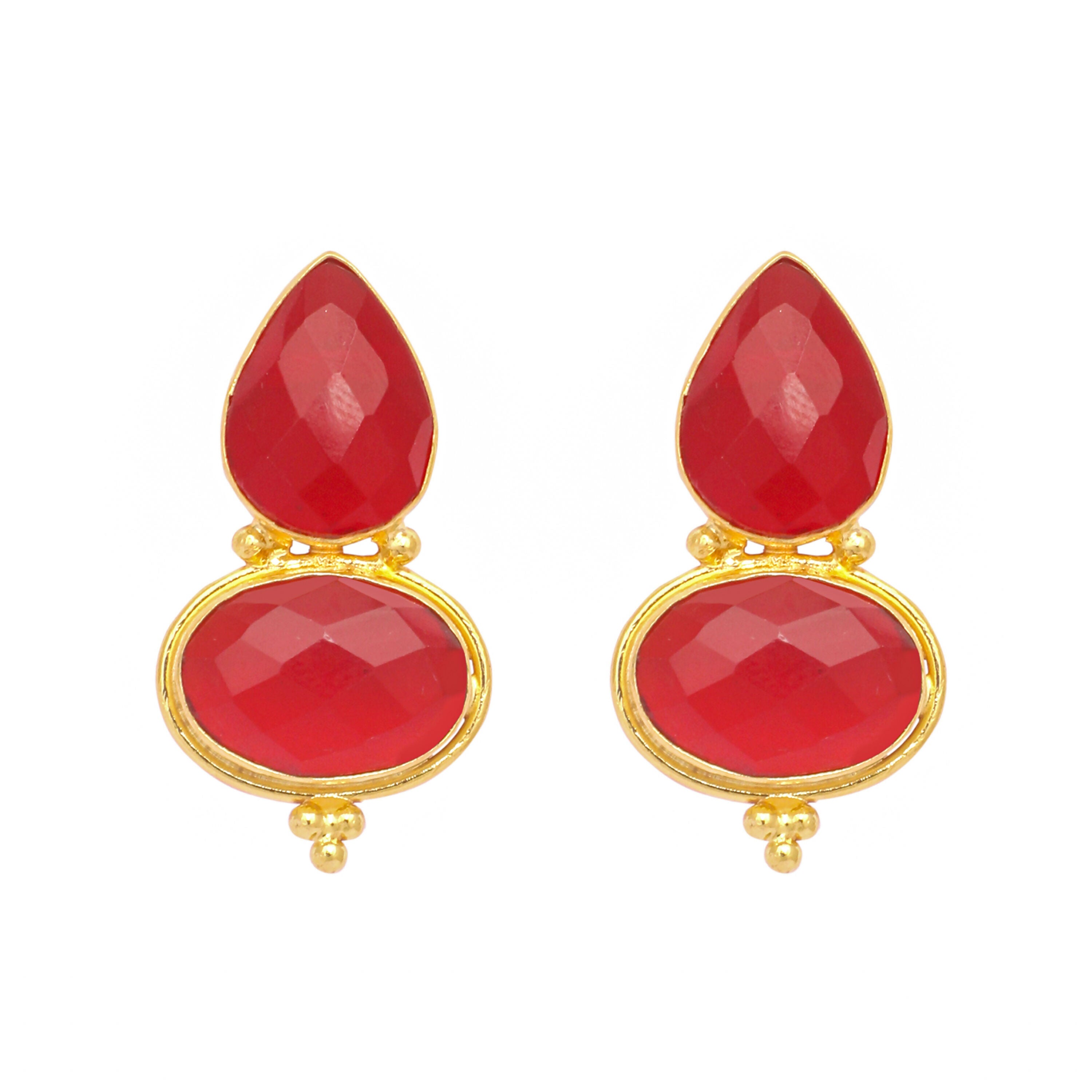 Nuyug 22K Gold Plated Red Embrace Earrings