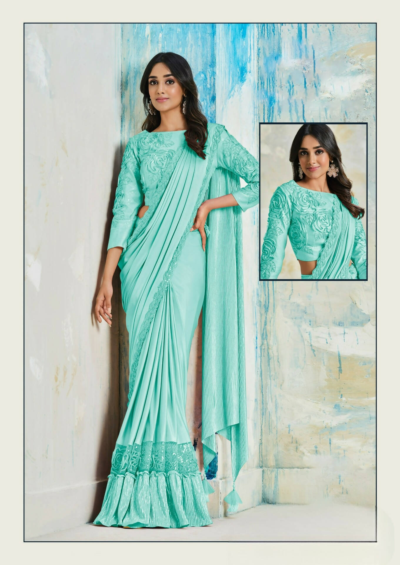Lycra Saree With Stitched Blouse - Mohmanthan Royal