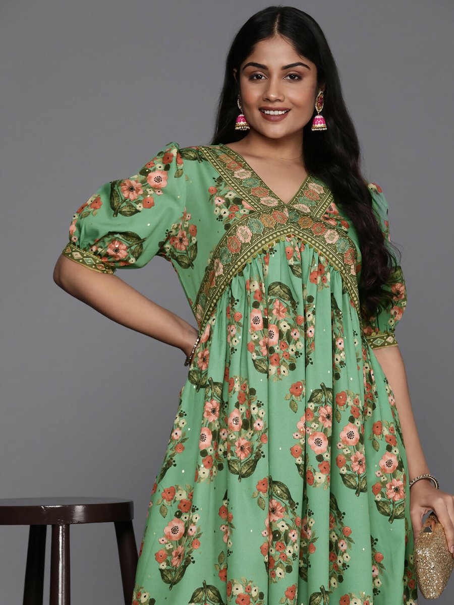 Ahalyaa Women's Traditional wear Ethnic Dress - Green
