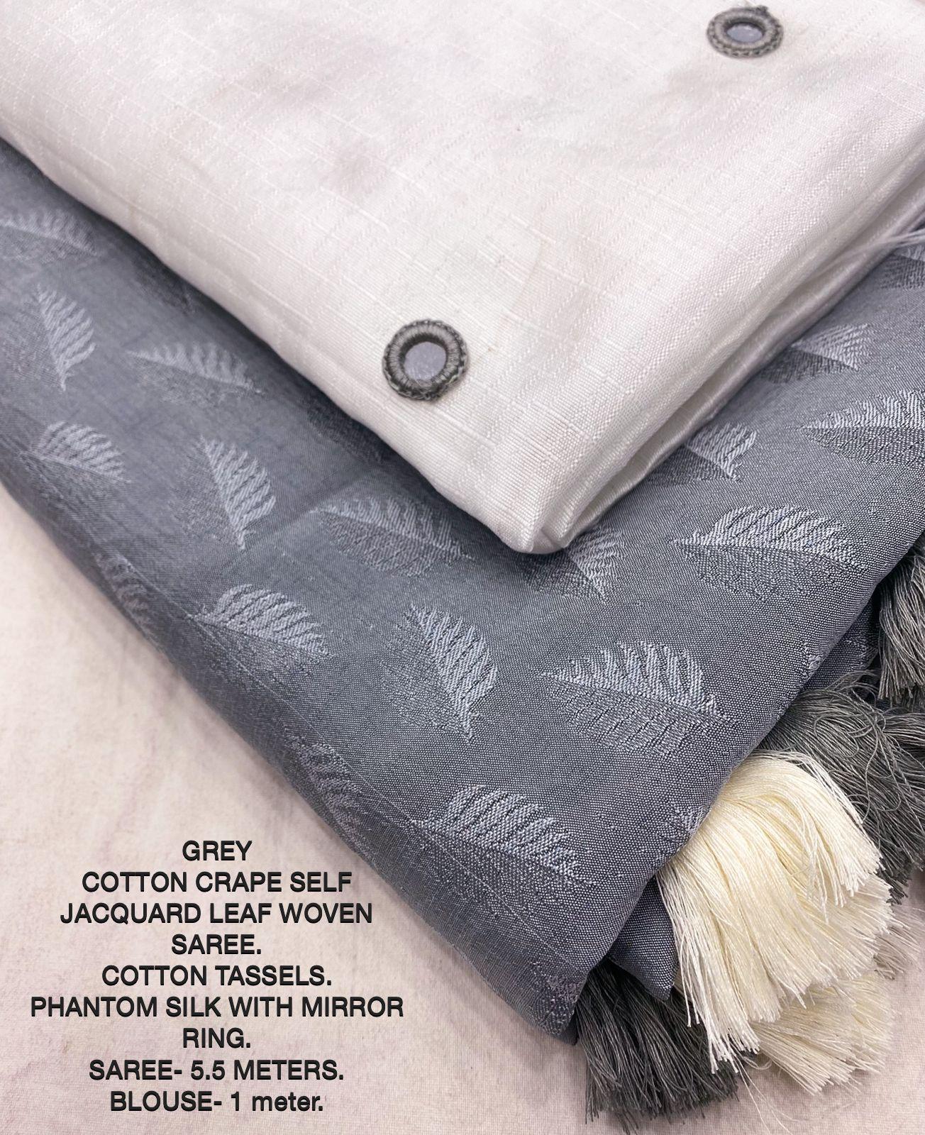 Grey Poly Georgette Woven Design Saree with Unstitched Blouse - Hiral Fashion