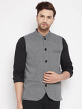 Even Apparels Grey Merino Men Woven Nehru Jacket PW689