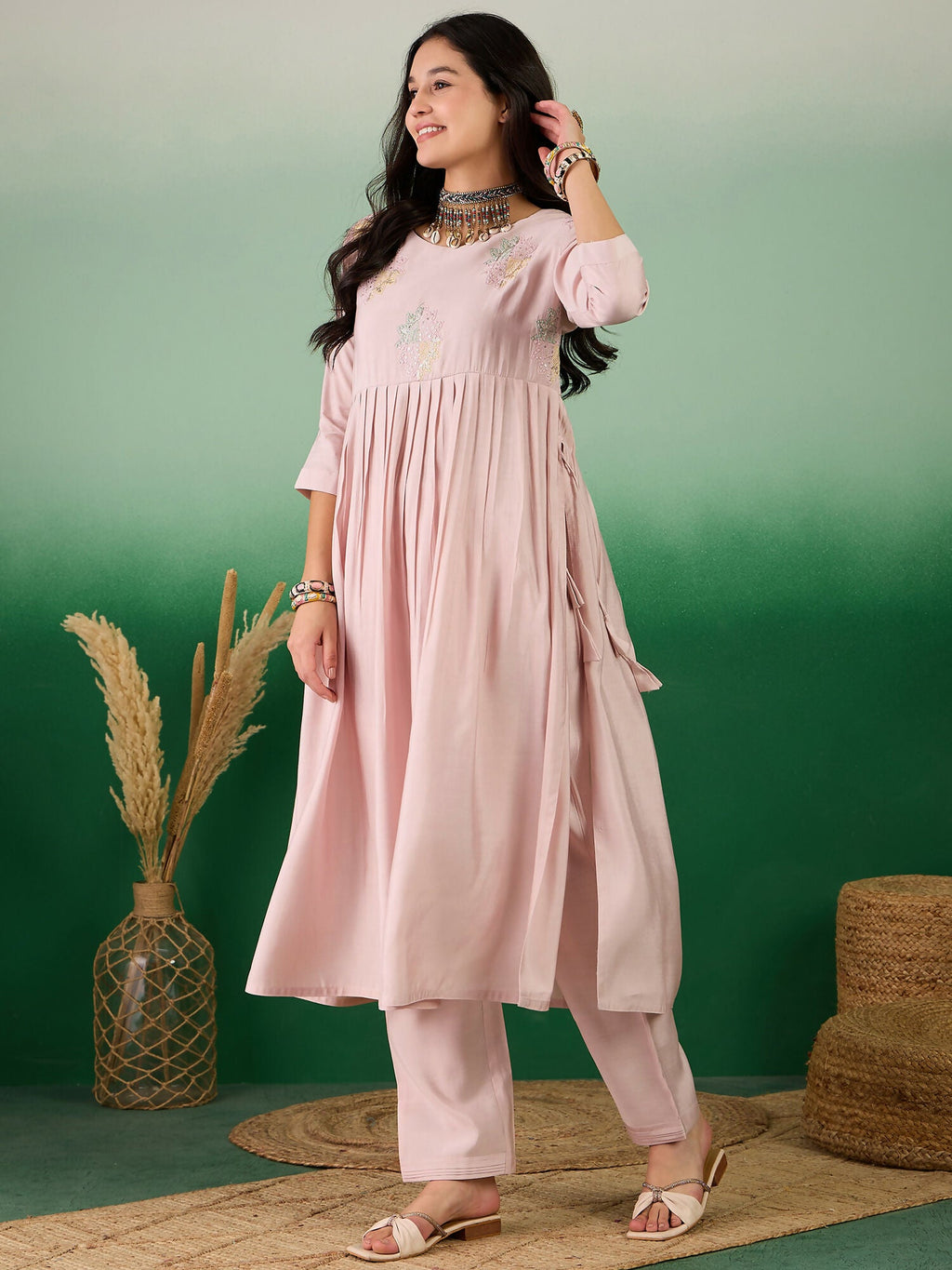 Pink Embroidered Muslin Kurta and Trouser - Berlin
