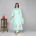 Alvano Women's Stylish Rayon Anarkali Kurta with Pant and Dupatta set Casual wear, Partywear, Wedding