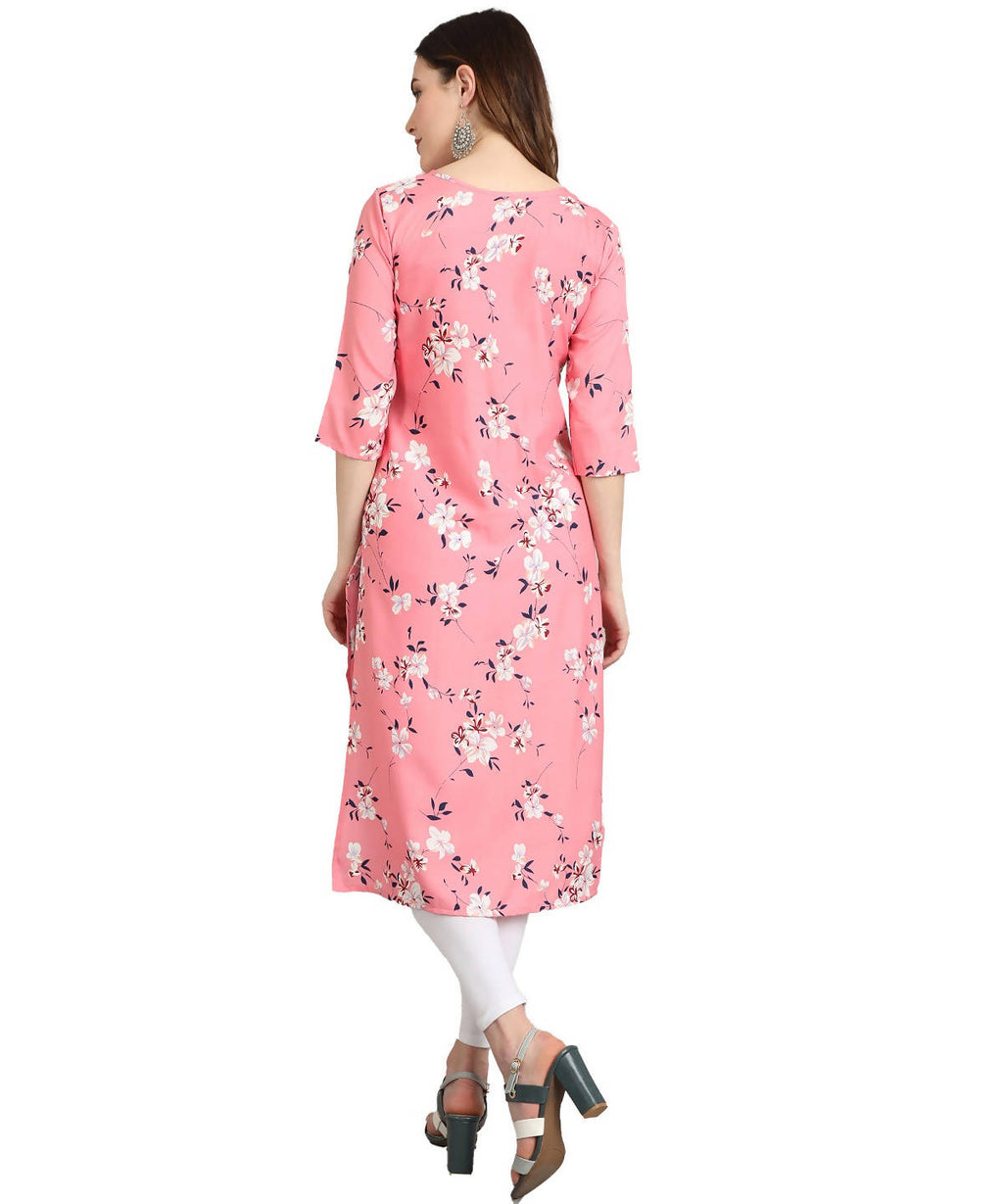 Vamika Pink French Crepe Printed Party Wear/Casual Wear Kurti