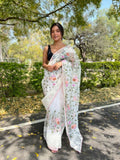 Vamsee Foolwarii White Organza Saree
