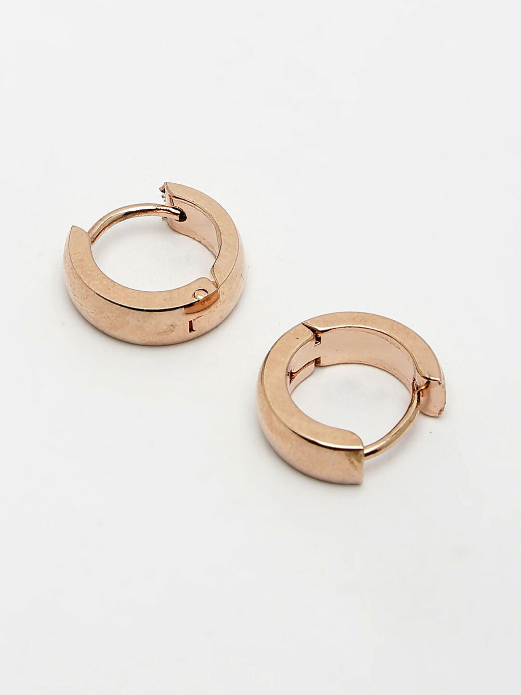 NVR Men's Rose Gold Stainless Steel Hoop Earrings