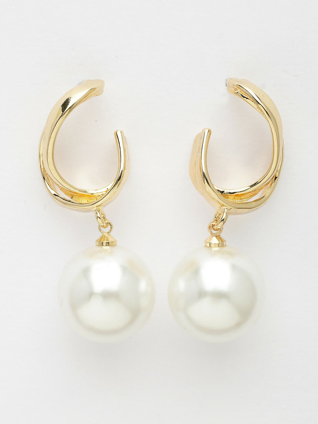 NVR Women's Gold-Polished Pearl Drop Earrings