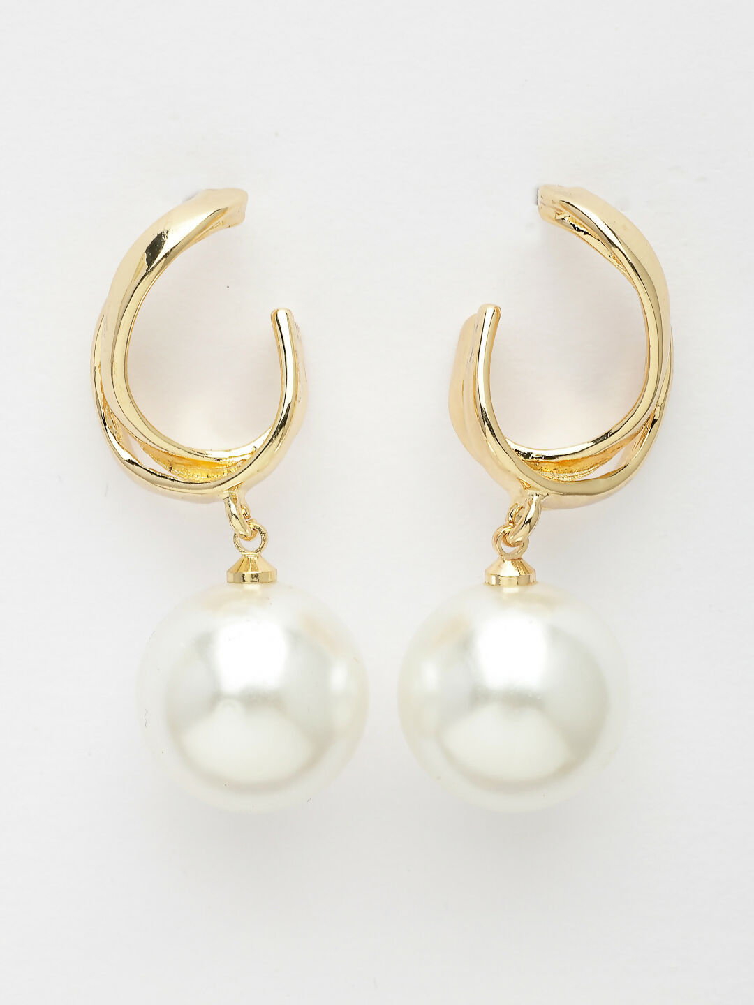 NVR Women's Gold-Polished Pearl Drop Earrings