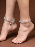 NVR Women's Set of 2 Silver-Plated Kada Anklets