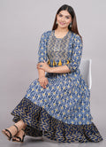 House of RP Women's NavyBlue Cotton Kurta & Dupatta Set