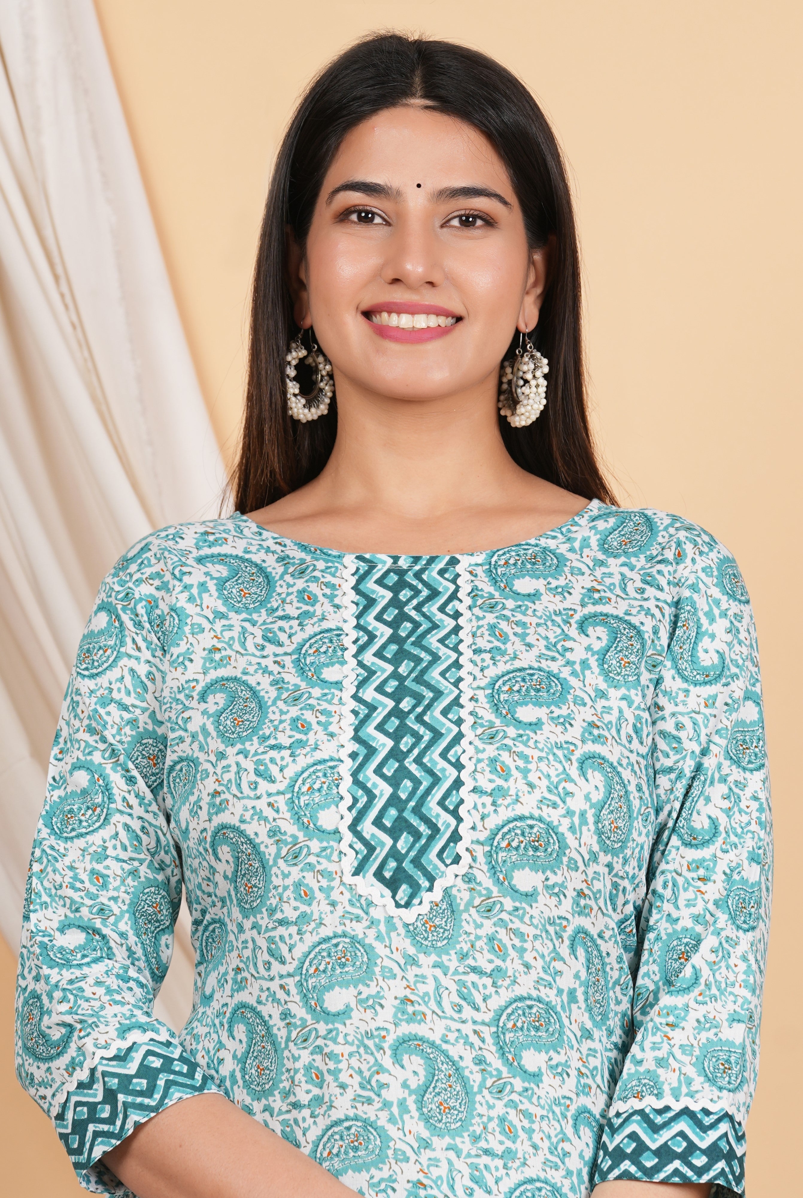 House of RP Women Green Rayon Ethnic Print Kurta & Pant Set