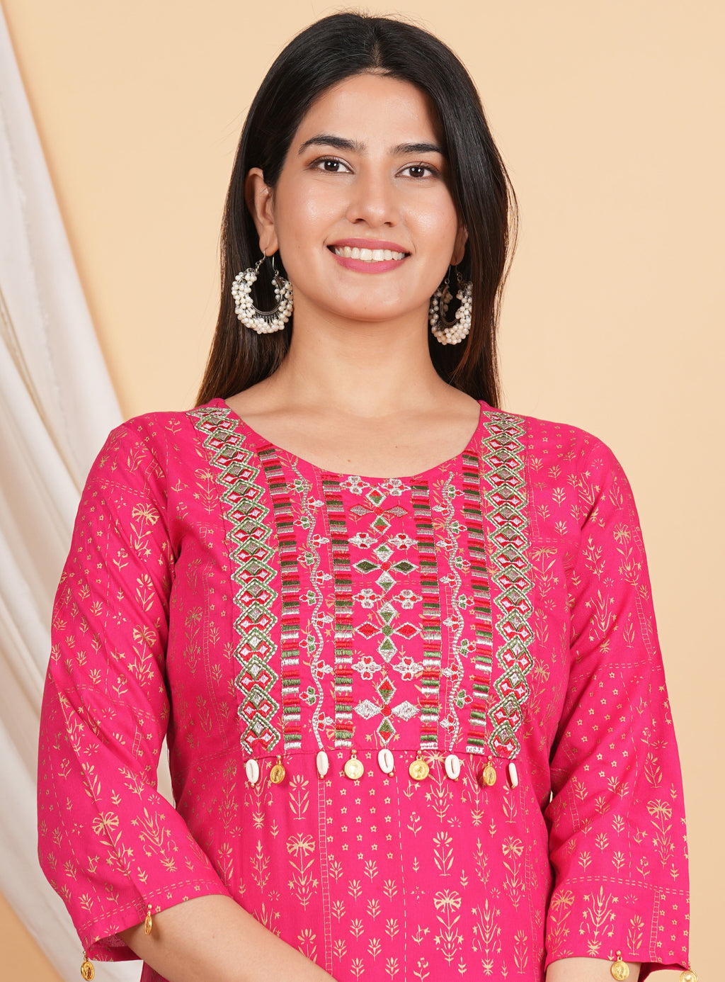 House of RP Women Pink Rayon Embroidered with Printed Kurta & Sharara Set