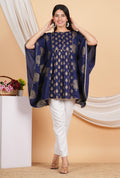 House of RP Women NavyBlue Rayon Ethnic Print Kaftan