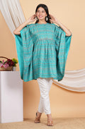 House of RP Women SkyBlue Rayon Ethnic Print Kaftan