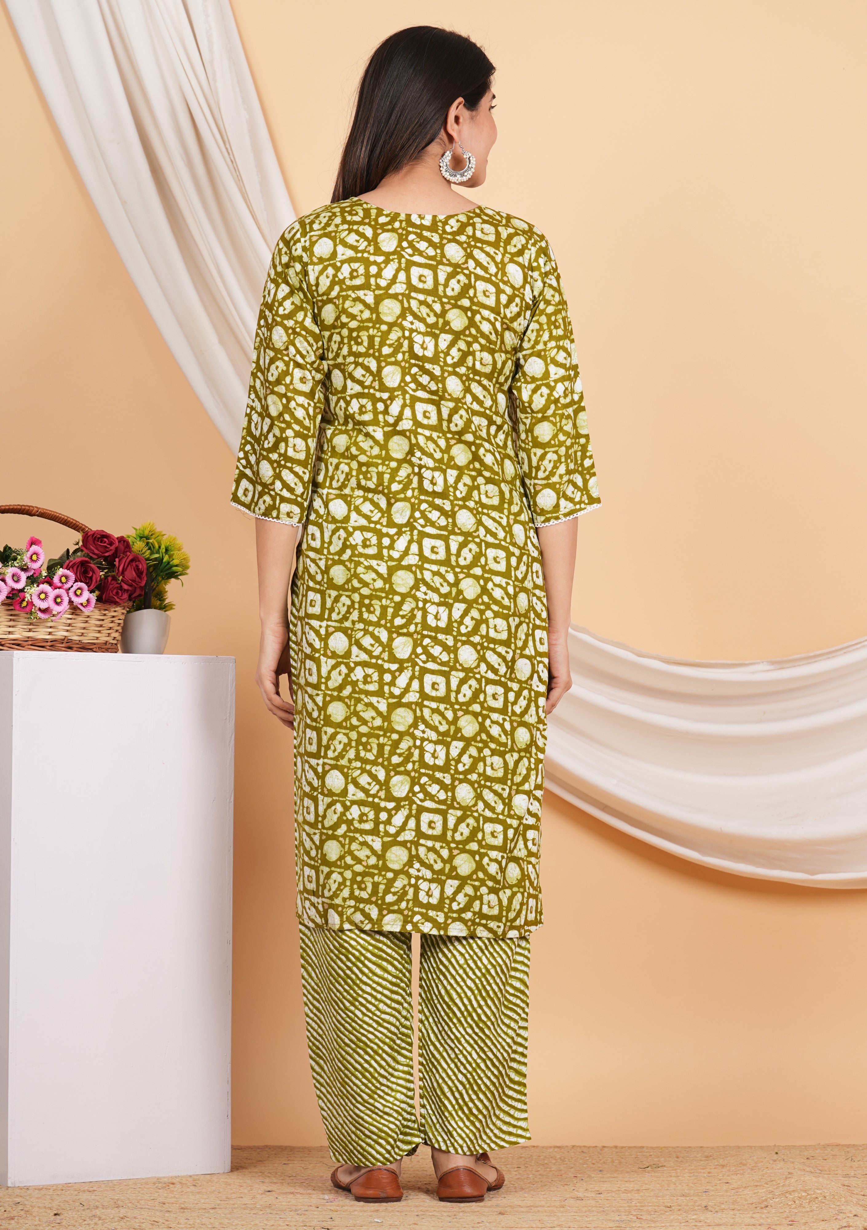 House of RP Women Rayon Dark Purple Digital Print Naira Cut Kurta, Pant & Dupatta Set