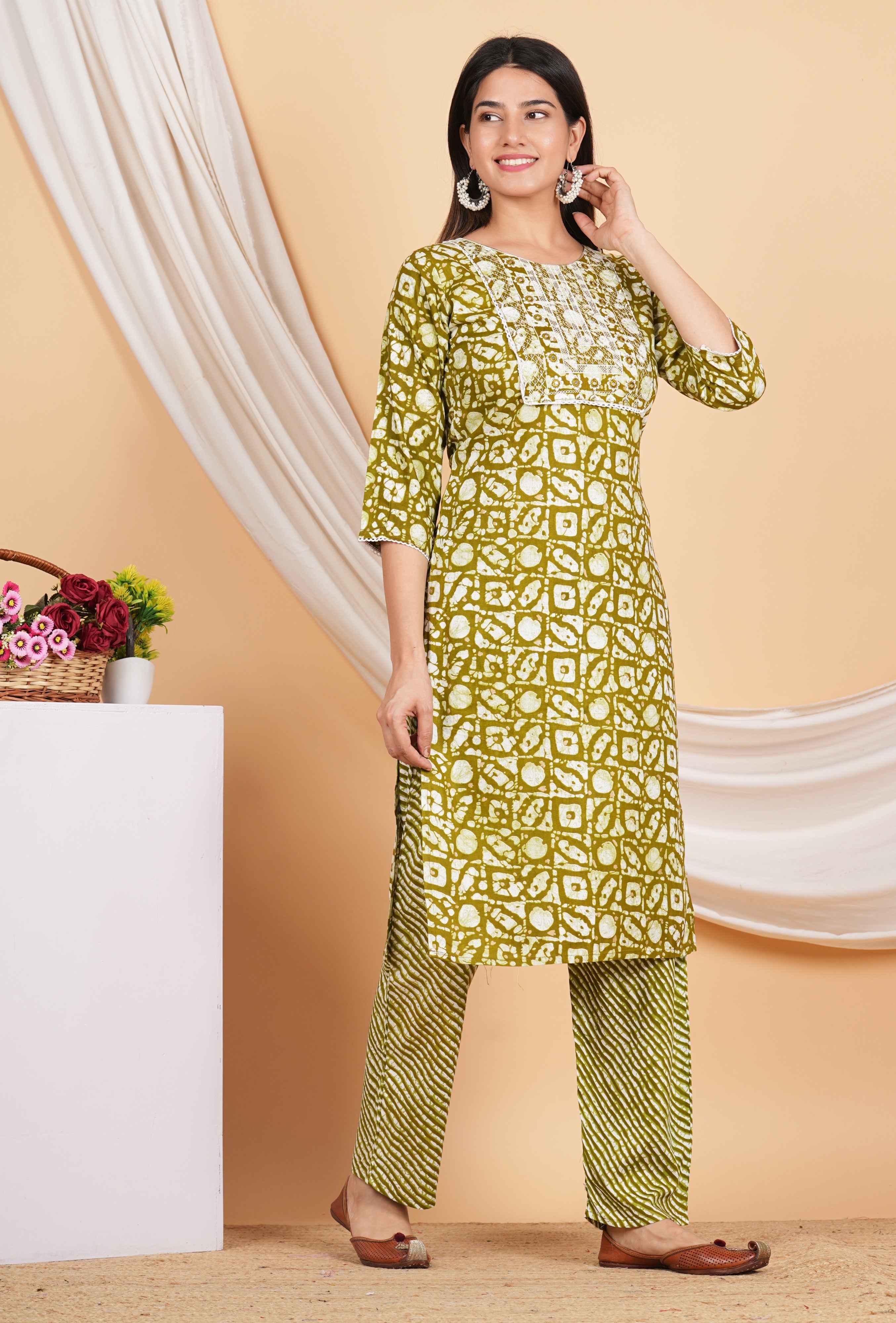 House of RP Women Rayon Dark Purple Digital Print Naira Cut Kurta, Pant & Dupatta Set