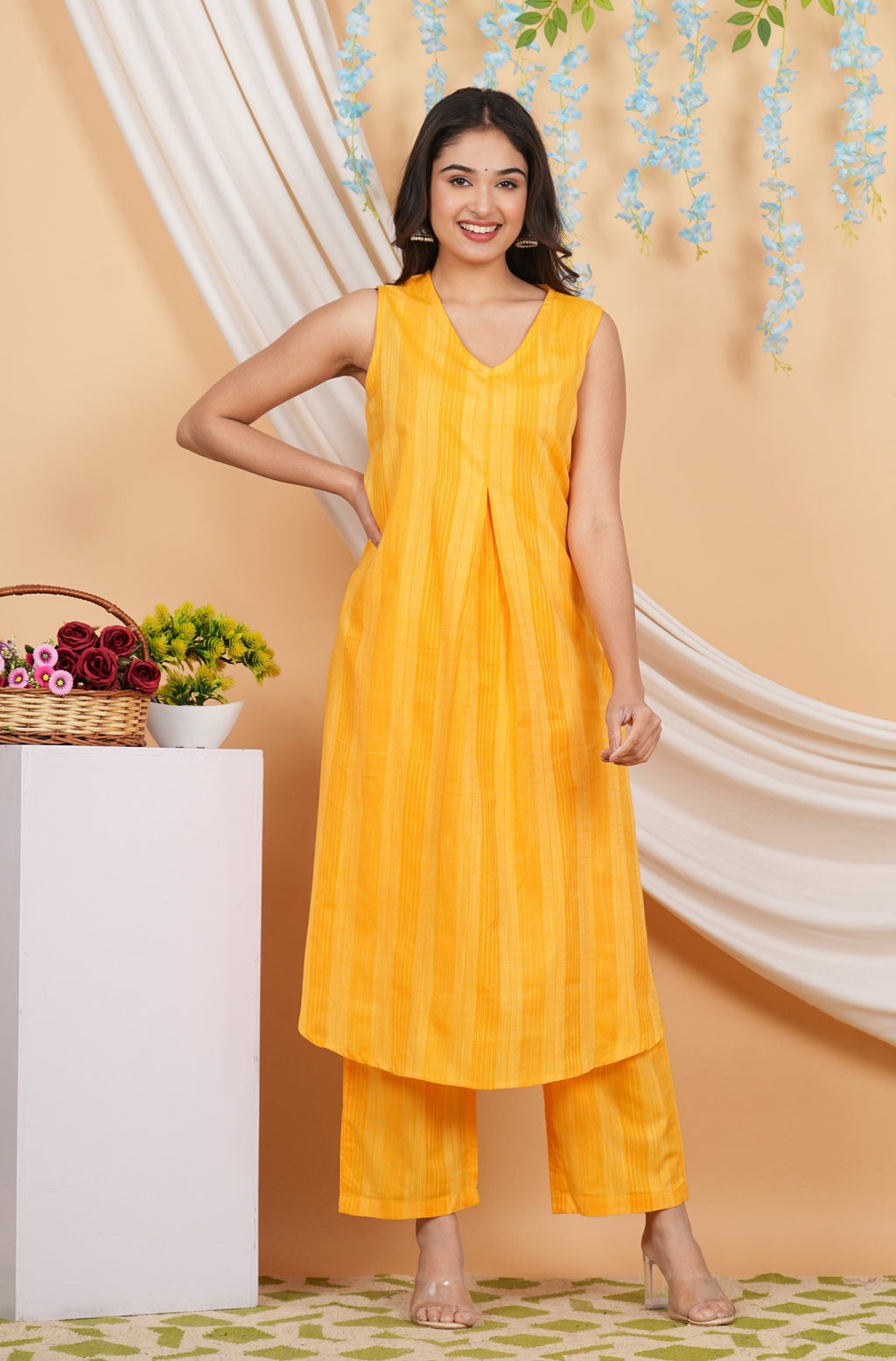 House of RP Women Orange Cotton Kurta & Pant Set
