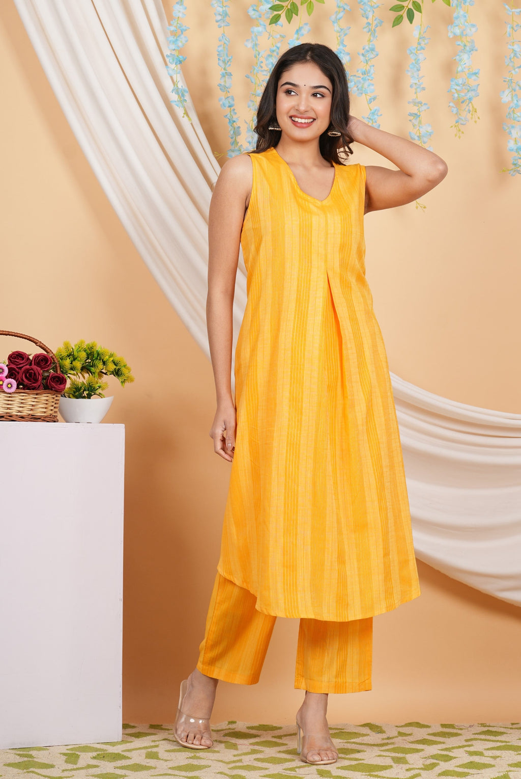 House of RP Women Orange Cotton Kurta & Pant Set
