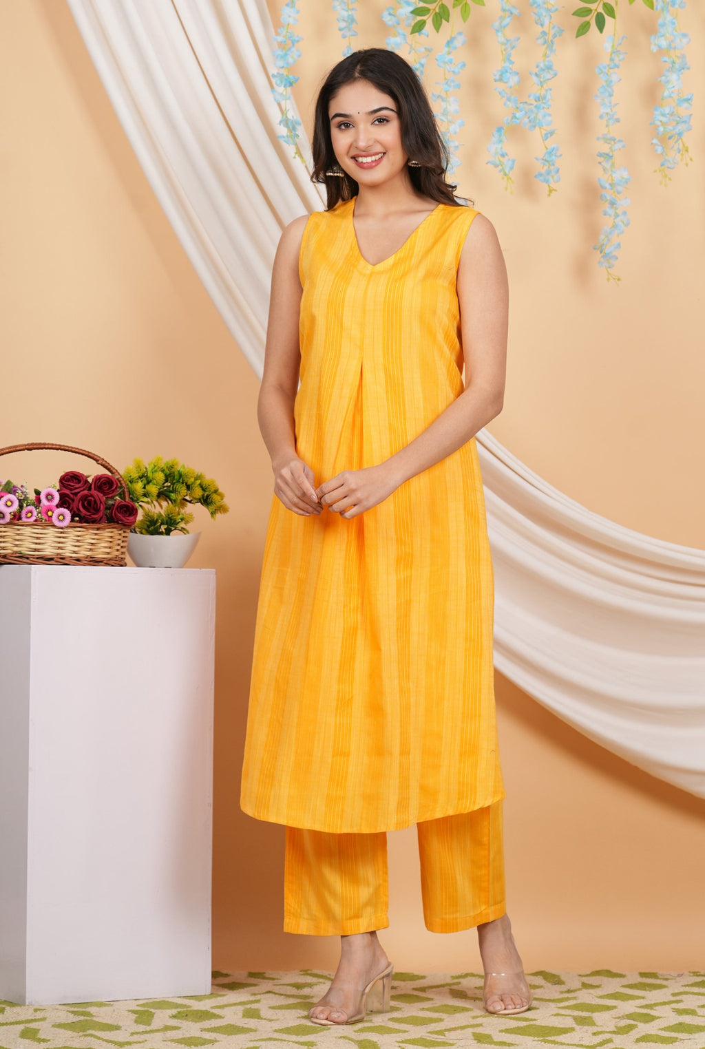 House of RP Women Orange Cotton Kurta & Pant Set