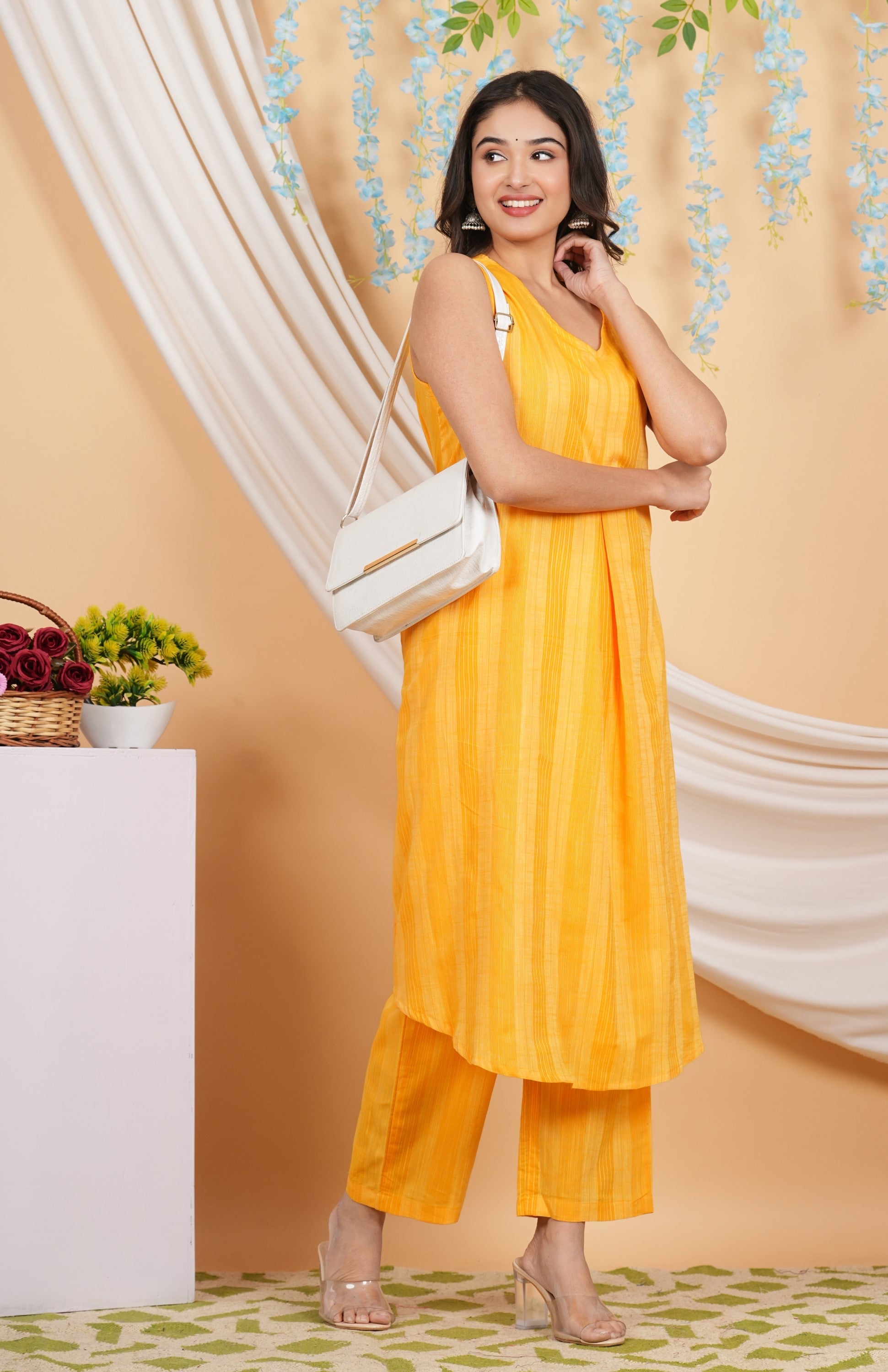 House of RP Women Orange Cotton Kurta & Pant Set