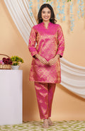 House of RP Women Fuchsia Emblished Jacquard Kurta & Pant Set