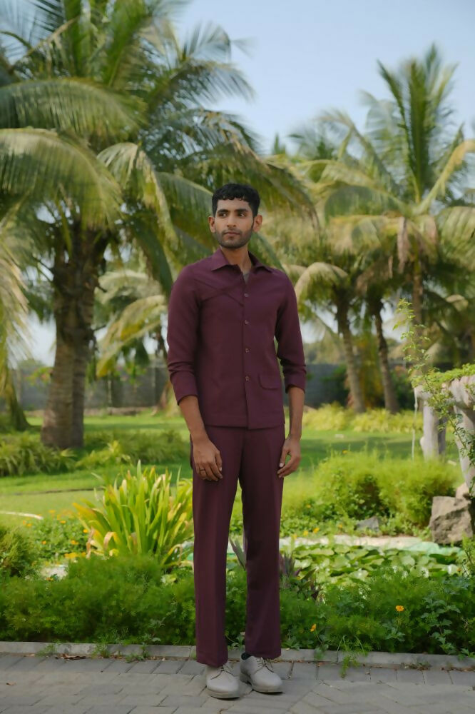 Mono Merge Burgundy Shacket by Hilo Design
