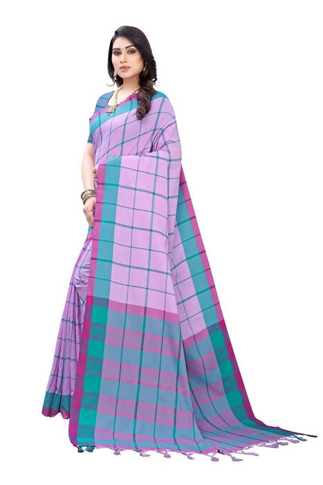Vamika Lavendar Cotton Silk Weaving Saree (Google Lavender)