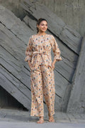 Women's Partywear Designer Cream & Multi Muslin co-ord set - Stylishta