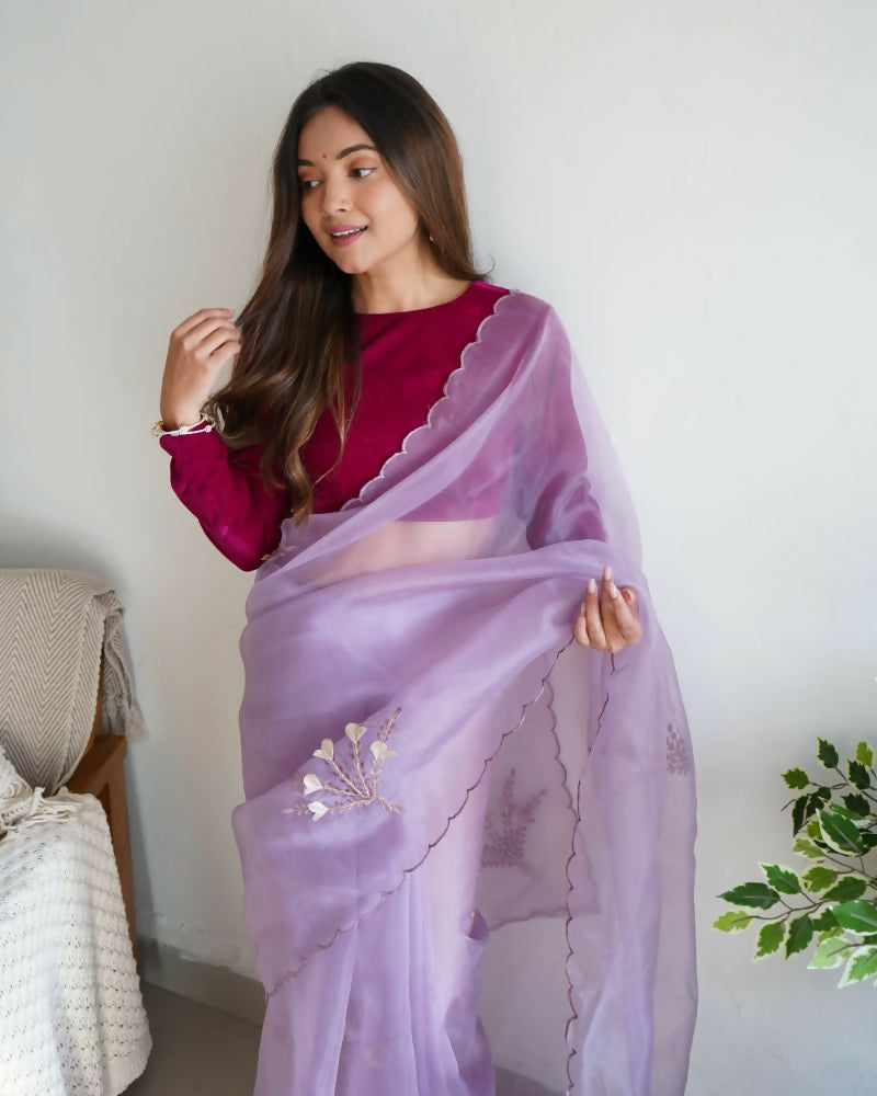 Vamsee Ena Lavender Organza Saree